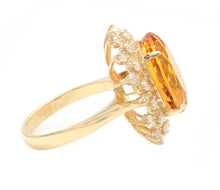 Load image into Gallery viewer, 9.75Ct Natural Citrine and Diamond 14K Solid Yellow Gold Ring
