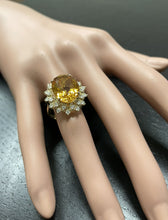 Load image into Gallery viewer, 9.75Ct Natural Citrine and Diamond 14K Solid Yellow Gold Ring