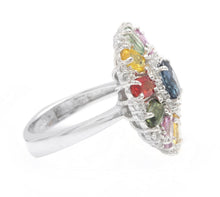 Load image into Gallery viewer, 5.00 Carats Natural Multi-Color Sapphire and Diamond 14K Solid White Gold Ring