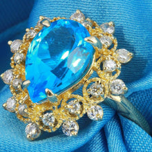 Load image into Gallery viewer, 5.22 Carats Natural Gorgeous Swiss Blue Topaz and Diamond 14K Solid Yellow Gold Ring