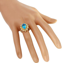 Load image into Gallery viewer, 5.22 Carats Natural Gorgeous Swiss Blue Topaz and Diamond 14K Solid Yellow Gold Ring