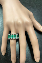 Load image into Gallery viewer, 3.68Ct Natural Emerald &amp; Diamond 14K Solid White Gold Ring