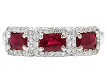 Load image into Gallery viewer, 1.22 Carats Natural Ruby and Diamond 14K Solid White Gold Ring