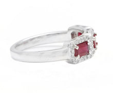 Load image into Gallery viewer, 1.22 Carats Natural Ruby and Diamond 14K Solid White Gold Ring