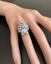 Load image into Gallery viewer, 1.75Ct Natural Aquamarine and Diamond 14K Solid White Gold Ring
