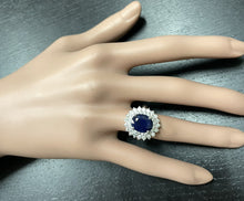 Load image into Gallery viewer, 5.20Ct Natural Blue Sapphire and Natural Diamond 14K Solid White Gold Ring