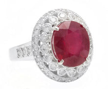 Load image into Gallery viewer, 7.10 Carats Red Ruby and Diamond 14K Solid White Gold Ring