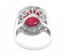 Load image into Gallery viewer, 7.10 Carats Red Ruby and Diamond 14K Solid White Gold Ring