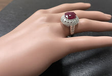 Load image into Gallery viewer, 7.10 Carats Red Ruby and Diamond 14K Solid White Gold Ring