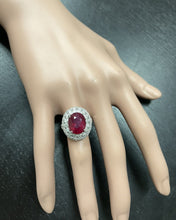 Load image into Gallery viewer, 7.10 Carats Red Ruby and Diamond 14K Solid White Gold Ring
