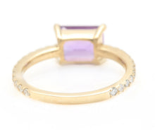 Load image into Gallery viewer, 1.80 Carats Natural Amethyst and Diamond 14K Solid Yellow Gold Ring