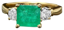 Load image into Gallery viewer, 2.40 Carats Natural Emerald and Diamond 14K Solid Yellow Gold Ring