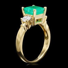 Load image into Gallery viewer, 2.40 Carats Natural Emerald and Diamond 14K Solid Yellow Gold Ring