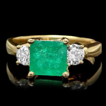 Load image into Gallery viewer, 2.40 Carats Natural Emerald and Diamond 14K Solid Yellow Gold Ring