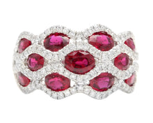 Load image into Gallery viewer, 3.26 Carats Natural African Ruby and Diamond 18K Solid White Gold Ring