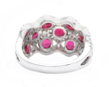 Load image into Gallery viewer, 3.26 Carats Natural African Ruby and Diamond 18K Solid White Gold Ring