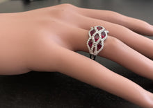 Load image into Gallery viewer, 3.26 Carats Natural African Ruby and Diamond 18K Solid White Gold Ring