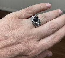 Load image into Gallery viewer, 3.35Ct Natural Black &amp; White Diamond Men's Ring in 14K Solid White Gold