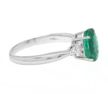 Load image into Gallery viewer, 1.24 Carats Exquisite Emerald and Diamond 14K Solid White Gold Ring