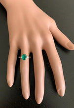 Load image into Gallery viewer, 1.24 Carats Exquisite Emerald and Diamond 14K Solid White Gold Ring