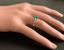Load image into Gallery viewer, 1.24 Carats Exquisite Emerald and Diamond 14K Solid White Gold Ring
