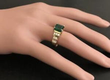 Load image into Gallery viewer, 2.05 Carats Natural Emerald and Diamond 14K Solid Yellow Gold Ring