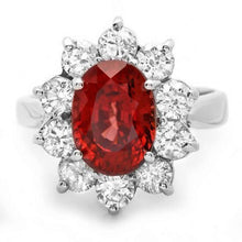 Load image into Gallery viewer, 7.10 Carats Natural Red Zircon and Diamond 14K Solid White Gold Ring