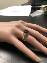 Load image into Gallery viewer, 4.45 Ct Exquisite Natural Blue Sapphire and Diamond 14K Solid Yellow Gold Ring