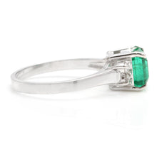 Load image into Gallery viewer, 1.44 Carats Natural Emerald and Diamond 14K Solid White Gold Ring