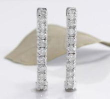 Load image into Gallery viewer, Exquisite 2.15 Carats Natural Diamond 14K Solid White Gold Hoop Earrings