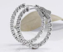Load image into Gallery viewer, Exquisite 2.15 Carats Natural Diamond 14K Solid White Gold Hoop Earrings