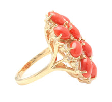 Load image into Gallery viewer, 6.75 Carats Natural Impressive Coral and Diamond 14K Solid Yellow Gold Ring