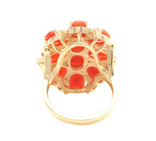 Load image into Gallery viewer, 6.75 Carats Natural Impressive Coral and Diamond 14K Solid Yellow Gold Ring