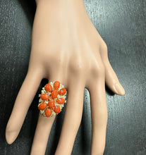 Load image into Gallery viewer, 6.75 Carats Natural Impressive Coral and Diamond 14K Solid Yellow Gold Ring