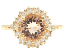 Load image into Gallery viewer, 2.50 Carats Impressive Natural Morganite and Diamond 14K Solid Yellow Gold Ring