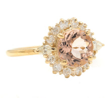 Load image into Gallery viewer, 2.50 Carats Impressive Natural Morganite and Diamond 14K Solid Yellow Gold Ring