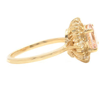 Load image into Gallery viewer, 2.50 Carats Impressive Natural Morganite and Diamond 14K Solid Yellow Gold Ring