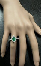 Load image into Gallery viewer, 1.30 Carats Natural Emerald and Diamond 14K Solid White Gold Ring