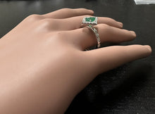 Load image into Gallery viewer, 1.30 Carats Natural Emerald and Diamond 14K Solid White Gold Ring