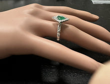 Load image into Gallery viewer, 1.30 Carats Natural Emerald and Diamond 14K Solid White Gold Ring