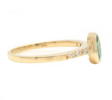 Load image into Gallery viewer, Stunning Natural Emerald and Diamond 14K Solid Yellow Gold Ring
