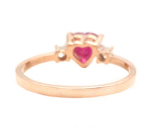 Load image into Gallery viewer, Natural Burma Ruby and Diamond 14K Solid Rose Gold Heart Ring