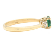 Load image into Gallery viewer, Stunning Natural Emerald and Diamond 14K Solid Yellow Gold Ring