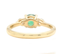 Load image into Gallery viewer, Stunning Natural Emerald and Diamond 14K Solid Yellow Gold Ring