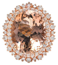 Load image into Gallery viewer, 17.00 Carats Exquisite Natural Morganite and Diamond 14K Solid Rose Gold Ring