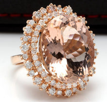 Load image into Gallery viewer, 17.00 Carats Exquisite Natural Morganite and Diamond 14K Solid Rose Gold Ring