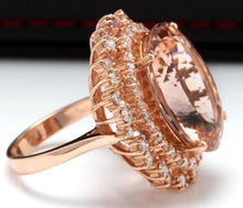 Load image into Gallery viewer, 17.00 Carats Exquisite Natural Morganite and Diamond 14K Solid Rose Gold Ring
