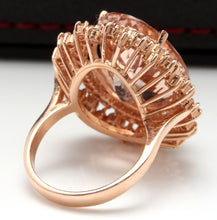 Load image into Gallery viewer, 17.00 Carats Exquisite Natural Morganite and Diamond 14K Solid Rose Gold Ring