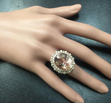 Load image into Gallery viewer, 17.00 Carats Exquisite Natural Morganite and Diamond 14K Solid Rose Gold Ring