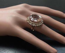 Load image into Gallery viewer, 17.00 Carats Exquisite Natural Morganite and Diamond 14K Solid Rose Gold Ring